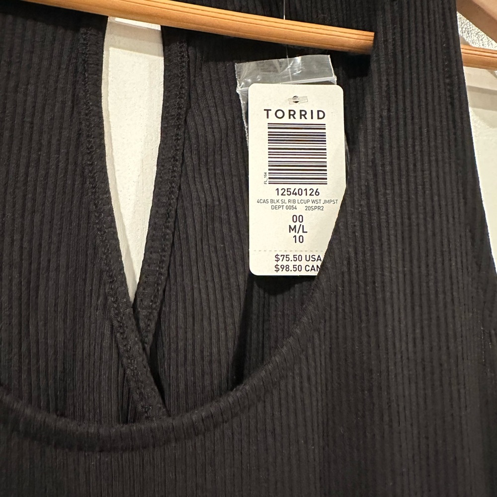 Torrid Black Ribbed Tie-Waist Jumpsuit - Picture 3 of 3